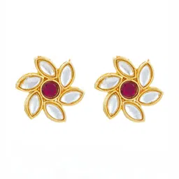 aadita Gold Plated Artificial Stones Studded Floral Shaped Studs image 3