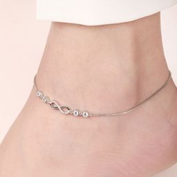 zavya Infinity Rhodium Plated CZ Anklet For Women With Certificate of Authenticity Sterling Silver Anklet-picture-24