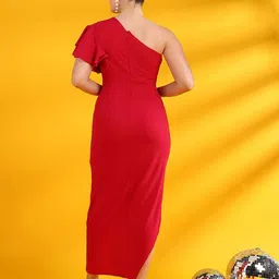 Golden Kite One Shoulder Flutter Sleeve Bodycon Dress image 4