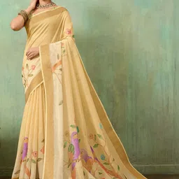 Mitera Ethnic Motifs Printed Saree With Blouse Piece-image-67