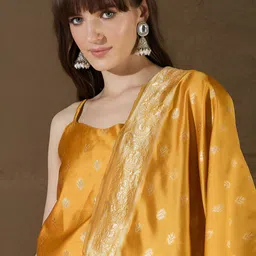 VredeVogel Women Woven Design Kurta with Trousers & Dupatta image 5