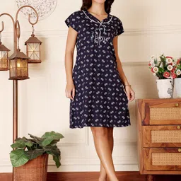 Bodycare Women Abstract Printed Pure Cotton Nightdress-image-32