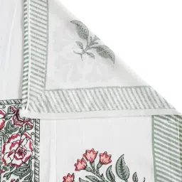 eyda White & Green Floral 180 TC King Bedsheet with 2 Pillow Covers image 4