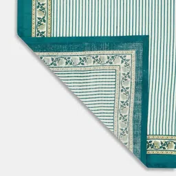 Fabindia Ambara Teal-Blue & White 6 Pieces Printed Cotton Square Shaped Table Napkins image 3