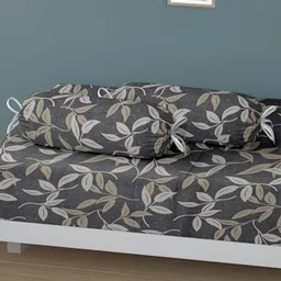 Aura Set Of 6 Brown & Blue Printed Leaf TC Cotton Diwan Set image 5