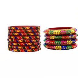 Adiba Fashion Factory Set Of 2 Multi Glass Artificial Stones Bangle-image-58