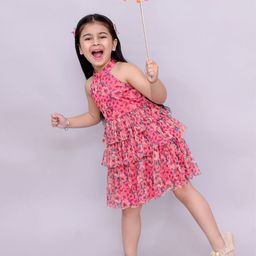 LIL DRAMA Girls Printed Layered Fit & Flare Dress-picture-39
