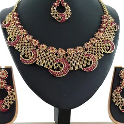 VATSALYA creation Gold-Plated Artificial Stone Studded Jewellery Set-picture-36