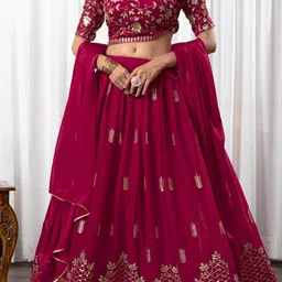 PAYAL CREATION Embroidered Foil Print Ready to Wear Lehenga & Semi-Stitched Blouse With Dupatta image 5