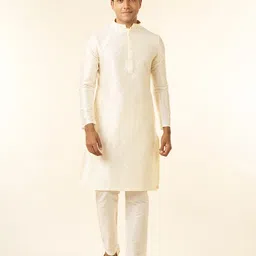 Diwas by Manyavar Men Woven Design Mandarin Collar Straight Kurta image 5