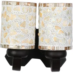 1ST TIME Gold-Toned & White Textured Wood Cylinder Shaped Wall Lamp image 3