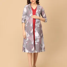 The Mom Store Women 1 Floral Print Maternity A-Line Midi Dress-picture-22