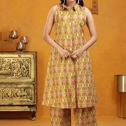 COTTON CULTURE Floral Printed Pure Cotton A-Line Kurta With Palazzos-picture-15