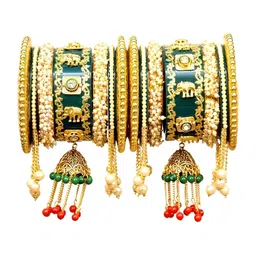 Align Set Of 2 Gold-Plated Stone Studded & Beaded Chuda Bangles-picture-22