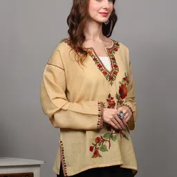 Exotic India Floral Embroidered Thread Work Thread Work Kurti-image-10