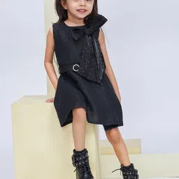 Peppermint A-Line Embellished Knee Length Dress With Bow image 4