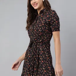 Latin Quarters Women Floral Printed A-Line Mini Dress. Comes with a belt image 4