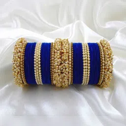 Qufrozy Blue Glass Artificial Stones & Beads Bangle image 1