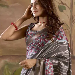 KALINI Floral Zari Silk Blend Saree image 4