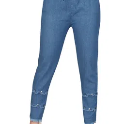 HERE&NOW Girls Comfort Straight Fit High-Rise Slash Knee Stretchable Jeans-picture-17