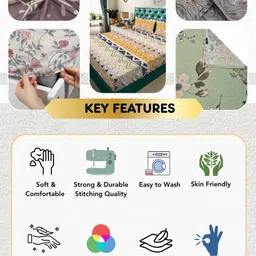 Arrabi Pink King Bedsheet with 2 Pillow Covers image 5