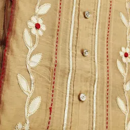 Ishin Floral Embroidered Beads and Stones Unstitched Dress Material image 2