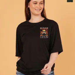 kintu parantu Women Pack Of 2 Cartoon & Anime Character Printed Oversized T-shirt-image-82