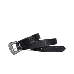 Celtic Unisex Textured Leather Tang Belt image 3