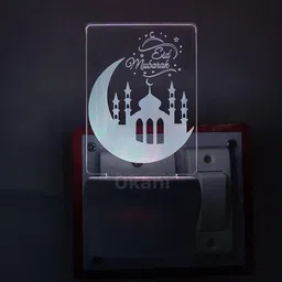 ukani Acrylic Night Light with Plug for Bedroom/Kitchen/Home/Office 7 Color Changing Light (Size 3 Inch) (Multi Color) for Birthday Gift EID MUBARAK Night Lamp image 4