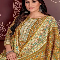 DRAVINAM Trends Ethnic Motifs Printed Unstitched Dress Material image 2