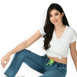 NEUNK Women Comfort Skinny Fit Mid-Rise Low Distress Light Fade Stretchable Jeans image 2