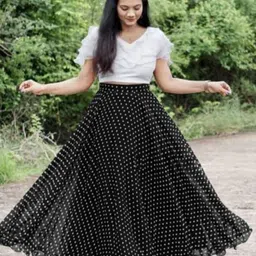 nakuumbros Polka Print Stitched Lehenga & Crop Top image 1