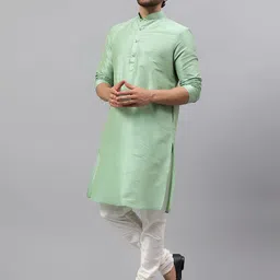 Latest Chikan Garments Men Pastels Jacquard Kurta image 4