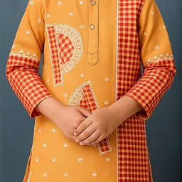 HUMAN CHOICE Boys Printed Regular Pure Cotton Straight Kurta With Dhoti Pants image 2
