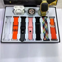 WTG H20 Bluetooth calling 199" AMOLED Display, Music With 5 Multicolor Strap & 1 TWS Smartwatch image 4