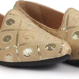 fausto Traditional Sequin Ethnic Juttis for Wedding|9 Colors|1-14UK Small Plus Sizes Mojaris For Men-picture-43