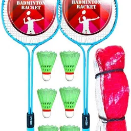 Double Shaft Badminton Racket Combo Kit Set Of 2 Racquet With 6 Shuttlecock Net Badminton Kit-image-9