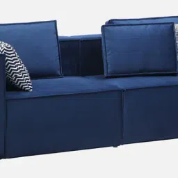 casacraft from pepperfry Regenta Velvet Fabric 3 Seater Sofa in Royal Blue Color image 3
