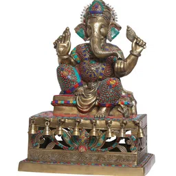 urbancart Ganesha Bell Brass Black Religious Idol image 4