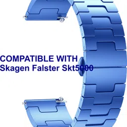 ACM WSM37Y20BL1210 Watch Strap Metal Steel 20mm for Skagen Falster Skt5000 Smartwatch Blue Smart Watch Strap image 1