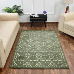 presto Green Vintage Polyester 6 x 9 Feet Machine Made Carpet image 1