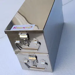 ginoset Combo Of SS Steel Jewellery Locker Cash Puja Multipurpose use Box 12 " PCS-2 Cash Box image 2