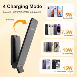 Cokoeye 15W Foldable Fast Wireless Charging Stand Adjustable Desktop Charger with Type-C Charging Pad image 2
