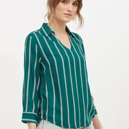 harpa Casual Regular Sleeves Striped Women Green Top image 5