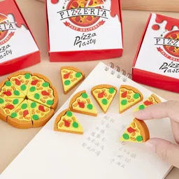 advik creatives 3D Pizza Slices Kids Favourite Food Eraser, Pizza 7 slice eraser for kids Eraser Non-Toxic Eraser image 2