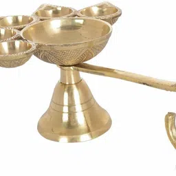 sanskaari Kuber Brass Diya for Puja |Heavy Base Aarti Diya Brass Table Diya image 2