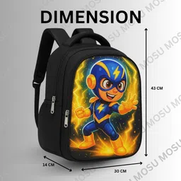 mous Thunder Hero Black Color Cartoon Printed Kids School Bag Waterproof School Bag image 2