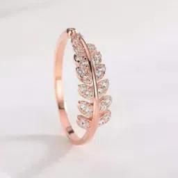 devora Rose Gold Plated Adjustable Leaf Ring for Women's and Girls Stainless Steel Zircon Titanium Plated Ring image 3