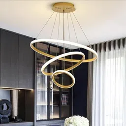 Modern Double 3 Ring LED Chandelier Lamp (Warm White, Gold) Chandelier Ceiling Lamp-image-11