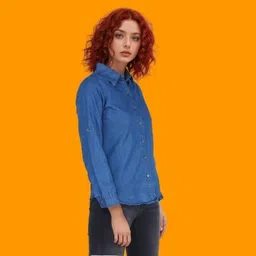 houseofcommon Women Regular Fit Solid Button Down Collar Casual Shirt image 3